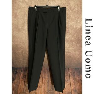 Linea Uomo Men's 39x38 Black Tuxedo Satin Stripe Formal pleated Pants 39L~EUC